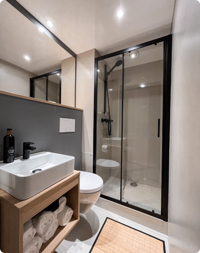 glamping tent with bathroom