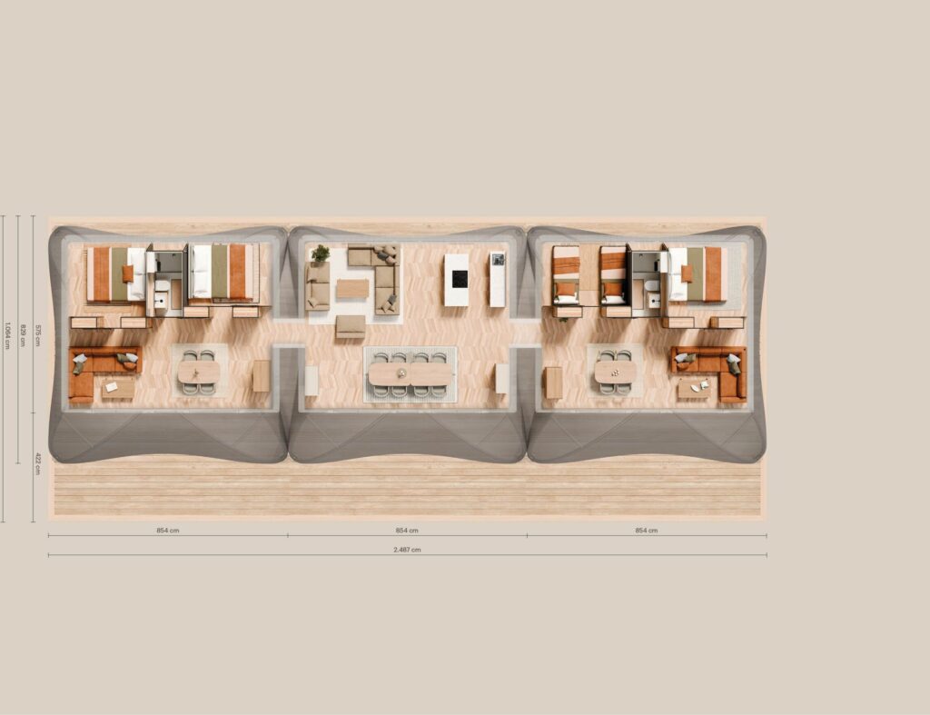 Floorplan 10-person setup group accommodation